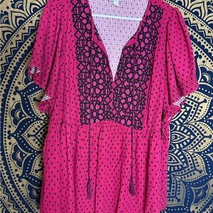 Knox Rose Fuchsia Tunic with Black Embroidery